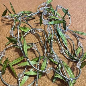 West Elm Silver‎ Leaf Garland 12 Feet Beaded Holiday Modern